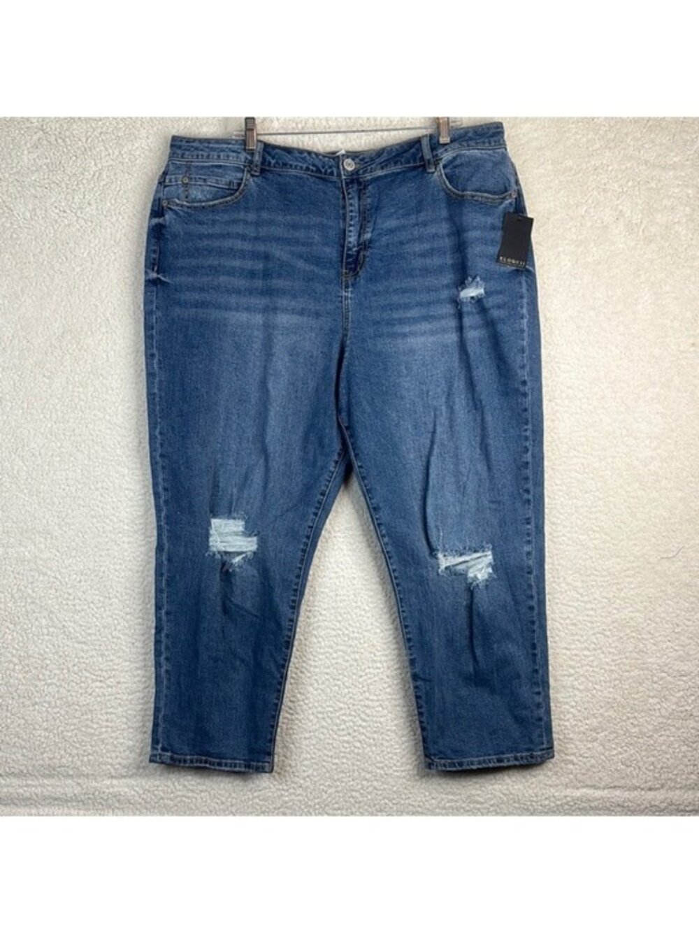 NWT Eloquii Womens Blue Denim Distressed Cropped Skinny Jeans PLUS SIZE 20